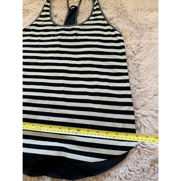 LULULEMON Water Bound Singlet LASER CUT Tank Top WOMENS 4 Apex Stripe Black Dune - Picture 7 of 8